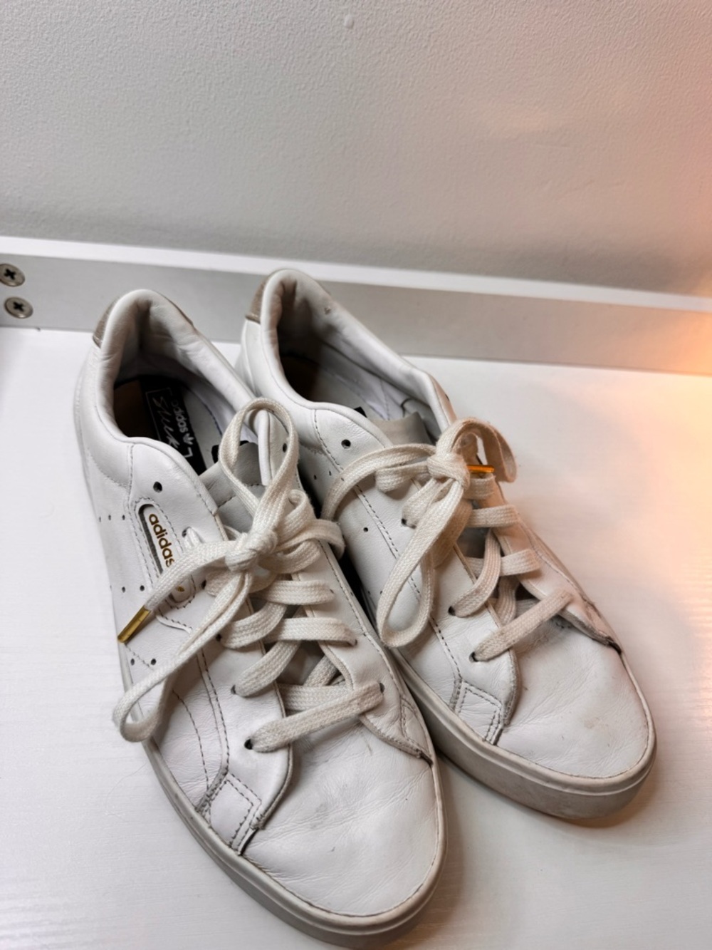 adidas White Sneakers with Gold Logo Accent - Picture 3 of 6
